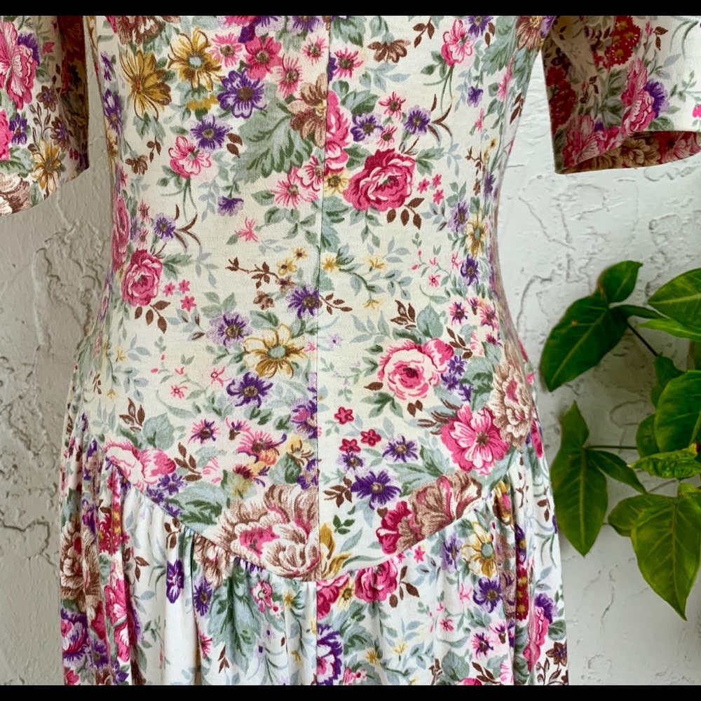 VTG 80s All That Jazz Drop Waist Flower Bouquets - Picture 5 of 8